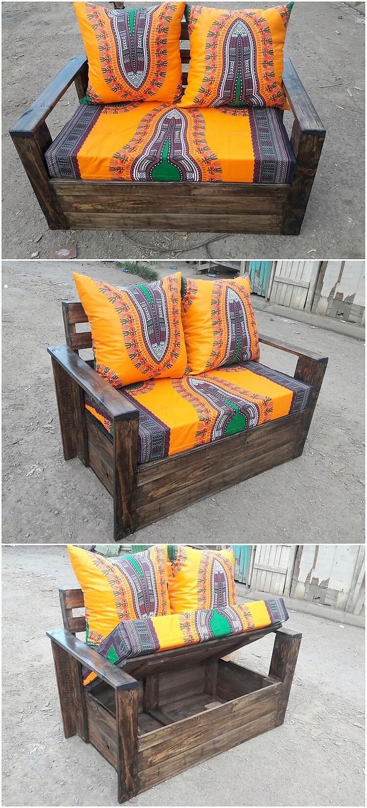 Pallet Seat with Storage DIY Pallet Ideas