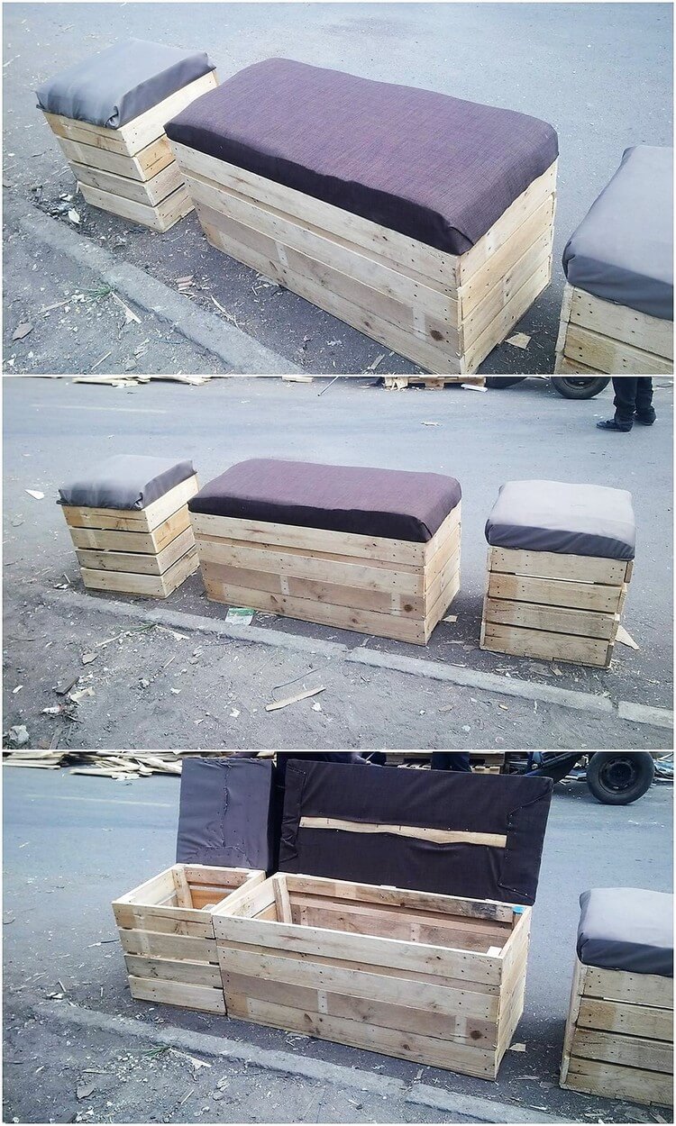 Pallet Seat with Storage DIY Pallet Ideas
