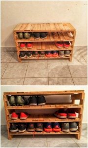 Pallet Table with Shoe Rack