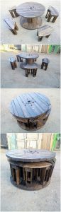 Round Top Pallet Table and Stools