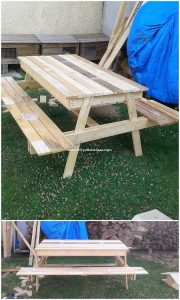 Pallet Table with Benches
