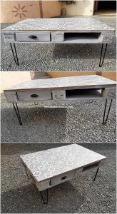 Pallet Table with Metal Legs