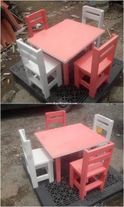 Pallet Table and Chairs for Kids