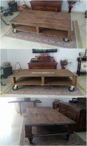 Pallet Table on Wheels