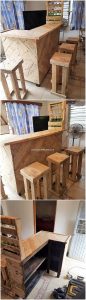 Wooden Pallet Counter Table and Stools
