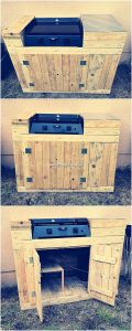 Pallet Grill Table with Cabinet