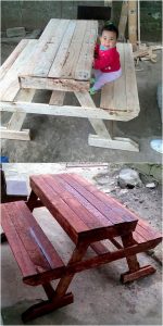 Pallet Table with benches