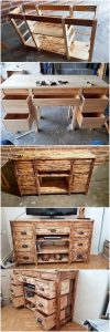 DIY Pallet Media Table with Drawers