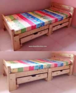Pallet Bed with Drawers