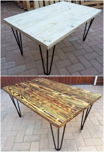 Pallet Table with Metal Legs