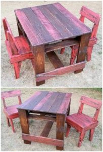 Wood Pallet Table and Chairs