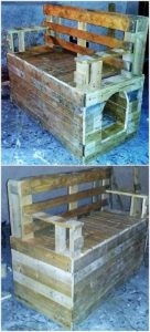 Pallet Bench with Pet House