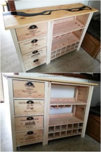 Pallet Wood Shelving Cabinet with Drawers